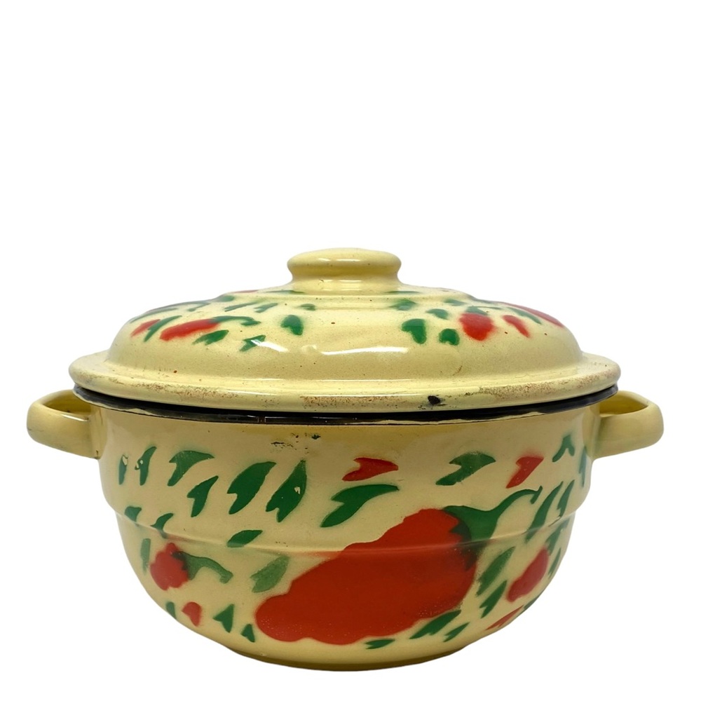 Vintage 1970s Enamelware Pot